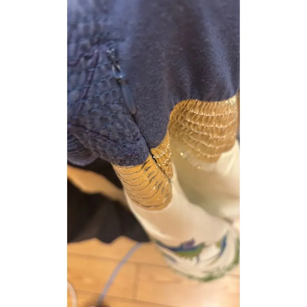 Free People Bird of Paradise embroidered blue Peacock mini dress sz2 - Picture 12 of 16